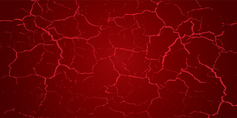 striking red and black cracked texture background, resembling molten lava or fractured earth. The glowing cracks create a dramatic and intense visual effect