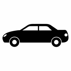 Simple Black Car Icon Graphic Vector Illustration on White Background