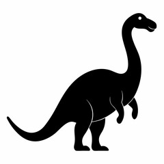 Black silhouette of a cute Brontosaurus dinosaur on a white background
