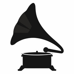 Vintage Gramophone Silhouette A Retro Music Icon in Simple Black Design