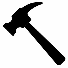 Black Silhouette of a Claw Hammer Tool Isolated on White Background