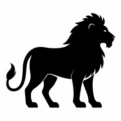 Majestic Lion Silhouette Standing Proudly Symbolizing Strength and Power in Black