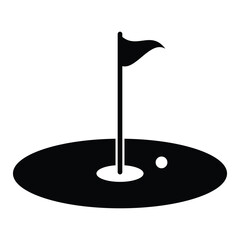 Golf icon vector with flag. Gol field with flag symbol and sign. Sport game , Golf tournament symbol competition pictogram. Vector illustration.