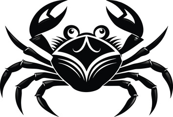 crab black silhouette icon, detailed vector illustration of sea animal isolated on white background