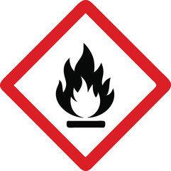 flammable warning sign icon, hazard fire symbol with red diamond border vector illustration