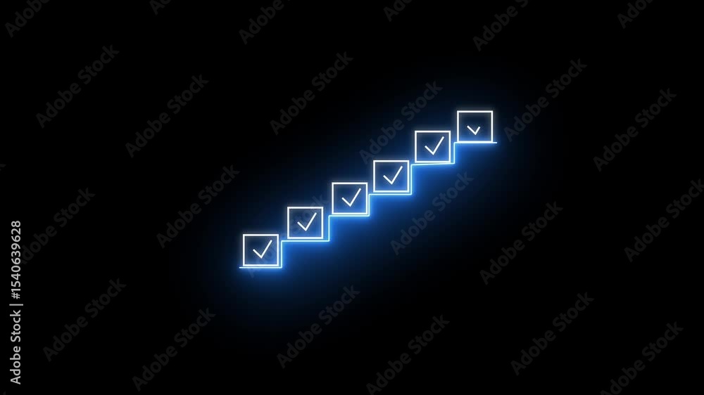 Poster checklist and task progress tracking concept on transparent motion graphics of progress icons. 4k vi