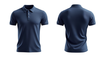 Navy blue polo shirt mockup front and back view