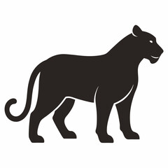 Elegant Black Panther Silhouette Illustration on a White Background Side View
