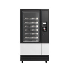 Blank black and white vending machine mockup isolated on transparent background