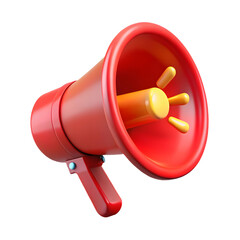 Red megaphone with lightings isolated. Close up breaking news metaphor, disclosure of information concept 