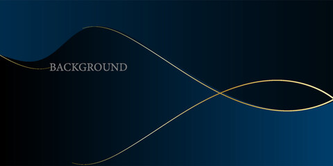 Minimalist dark blue gradient background with smooth golden curved lines, perfect for luxury, business