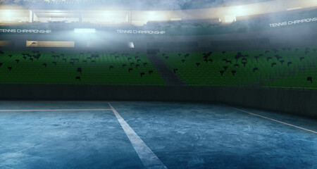 3d tennis court. 3-D render. Illustration.