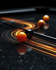 Pool balls on a dark table with glowing lines
