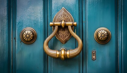 close up of a weathered metal door with rivets and a rusty handle