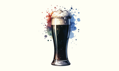 beer mug, free drink, watercolor mugs of beer