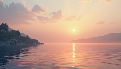 Serene sunset reflection over calm lake nature photography tranquil environment scenic viewpoint
