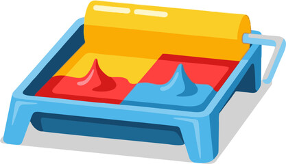 Colorful Paint Roller Tray with Divided Paint Compartments