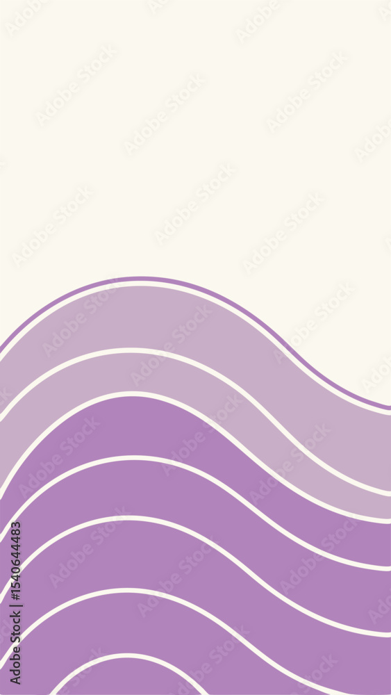 Poster abstract wavy lines in gradient purple on transparent background design elements