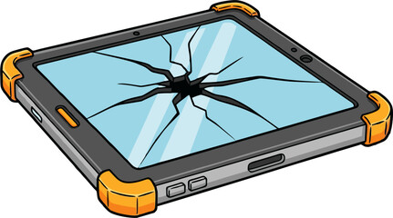 Shattered Tablet Screen with Orange Corners