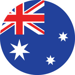 australia flag in a circle, national symbol with union jack and stars, vector round flag illustration © Art by Redu