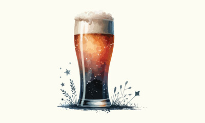 beer mug, free drink, watercolor mugs of beer