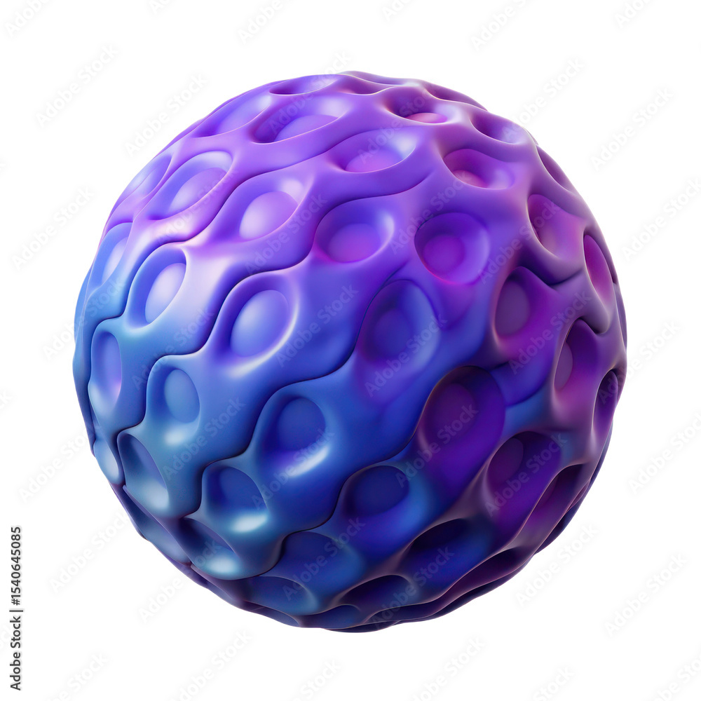 Poster abstract sphere with dimples in blue and purple gradient color scheme for modern design elements
