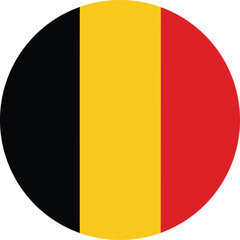 Fototapeta premium circle icon of belgium flag, round national flag of belgium with black, yellow, and red vertical stripes, vector illustration