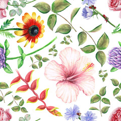 Exquisite Floral Collage: A Symphony of Botanical Beauty in Watercolor Style Design