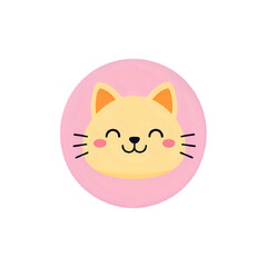 Cute Cat Face: Pink Circle Cartoon Kitten Design