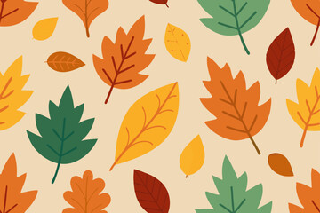 Autumn maple and oak leaves create a seamless nature pattern, perfect for fall season vector illustrations and decorative foliage designs
