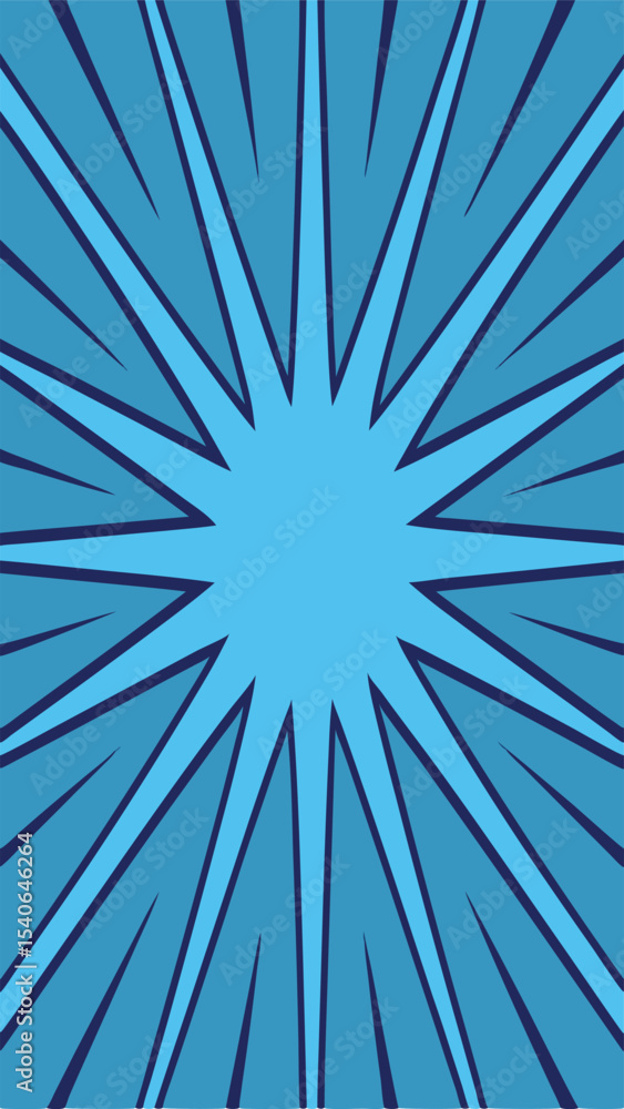 Poster blue starburst abstract graphic design element with dynamic radial lines and transparency