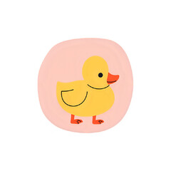 Cute Yellow Duckling on Pink Circle: Perfect for Kids' Decor