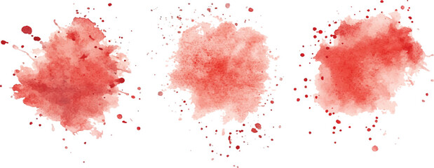 Fototapeta premium Red watercolor splash collection isolated on white background. Set of watercolor circles brash colorful watercolor on white background.