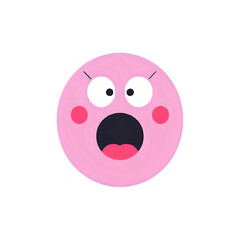 Pink Surprised Face Emoji: Vector Illustration for Design