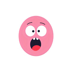Pink Emoticon: Shocked Face Vector Graphic