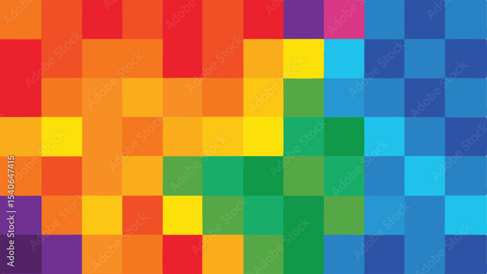 Poster colorful abstract grid pattern with rainbow gradient and transparent background