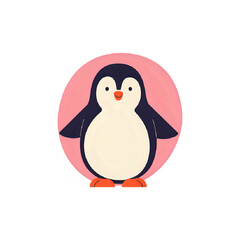 Cute Penguin Illustration: Pink Circle Background