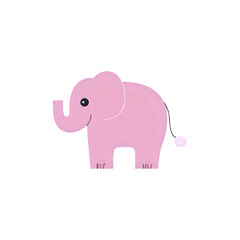 Pink Elephant Illustration: Cute Cartoon Animal Graphic