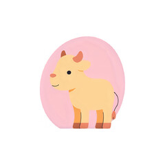 Cute Calf Illustration: Pastel Pink Background