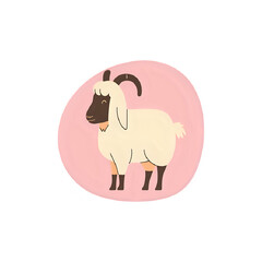 Charming Goat Illustration: Pink Background Vector Graphic