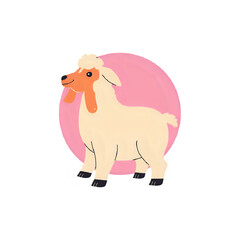 Charming Sheep Illustration: Pink Background, Farm Animal Graphic