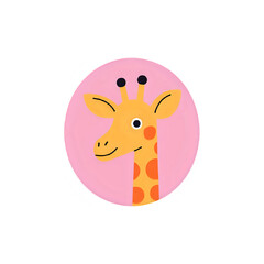 Cute Giraffe Illustration: Pink Circle Design for Kids