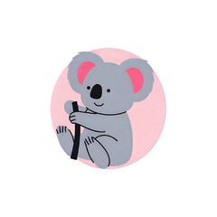 Charming Koala Illustration: Pink Background, Cute Animal Design