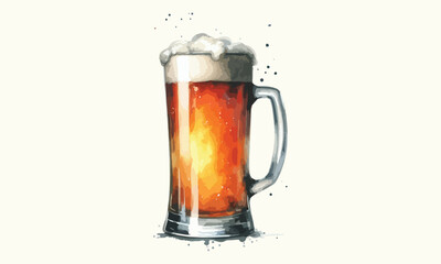 free drink, watercolor mugs of beer