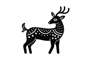 Vibrant Gond Tribal Deer Motif Vector Design colorful