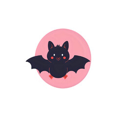 Cute Bat Illustration: Pink Background, Halloween Design Element