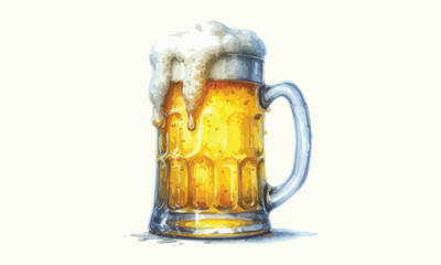 free drink, watercolor mugs of beer