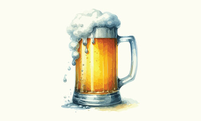 free drink, watercolor mugs of beer