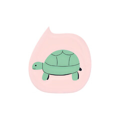 Charming Tortoise Illustration: Pastel Pink Background, Cute Reptile Design