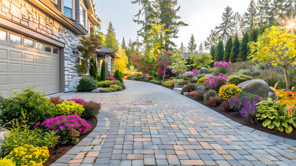 Obraz premium Beautiful Driveway with Flowers